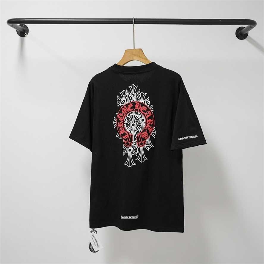 Correct Version High-Quality New CH Crow Cross Horseshoe Sanskrit Foam Print Short Sleeve T-Shirt{category}{category}DLSR