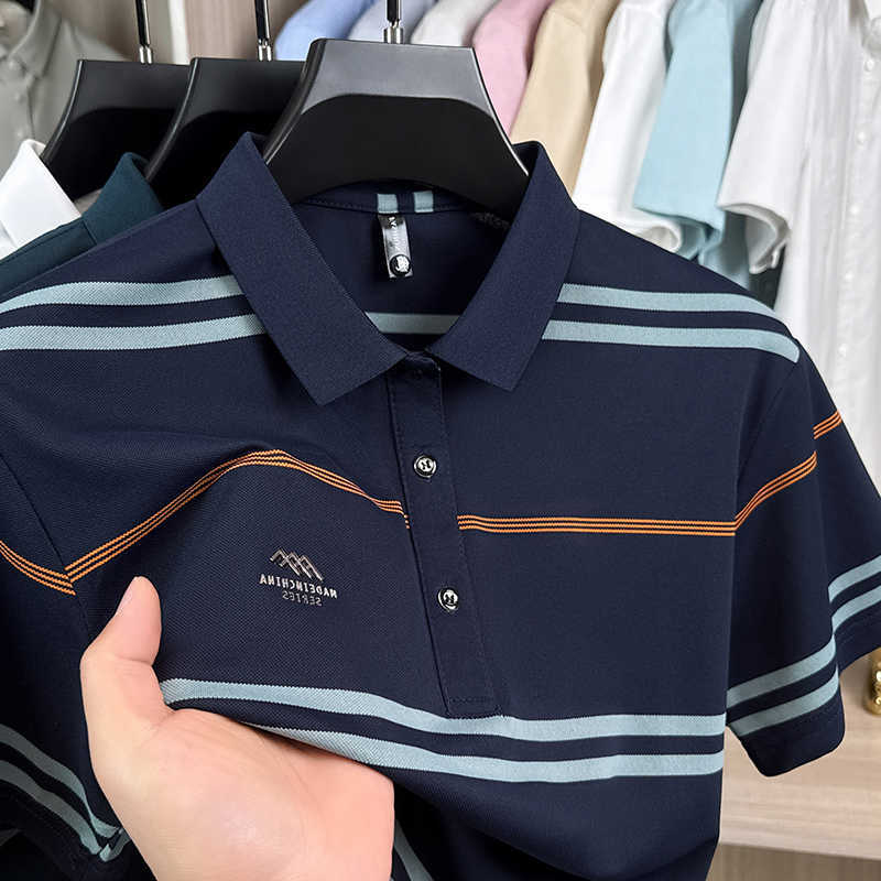 short High striped end brand sleeve shirt new style fashion letter embossed mens summer breathable casual business T-shirt M260612