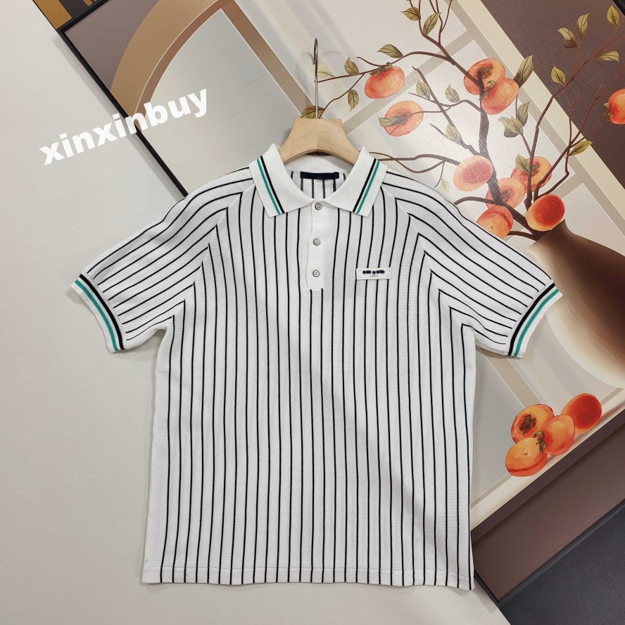 xinxinbuy Men designer Tee t shirt Italy Milan Check jacquard floral knit polo cotton women blue red BLACK XS-2XL