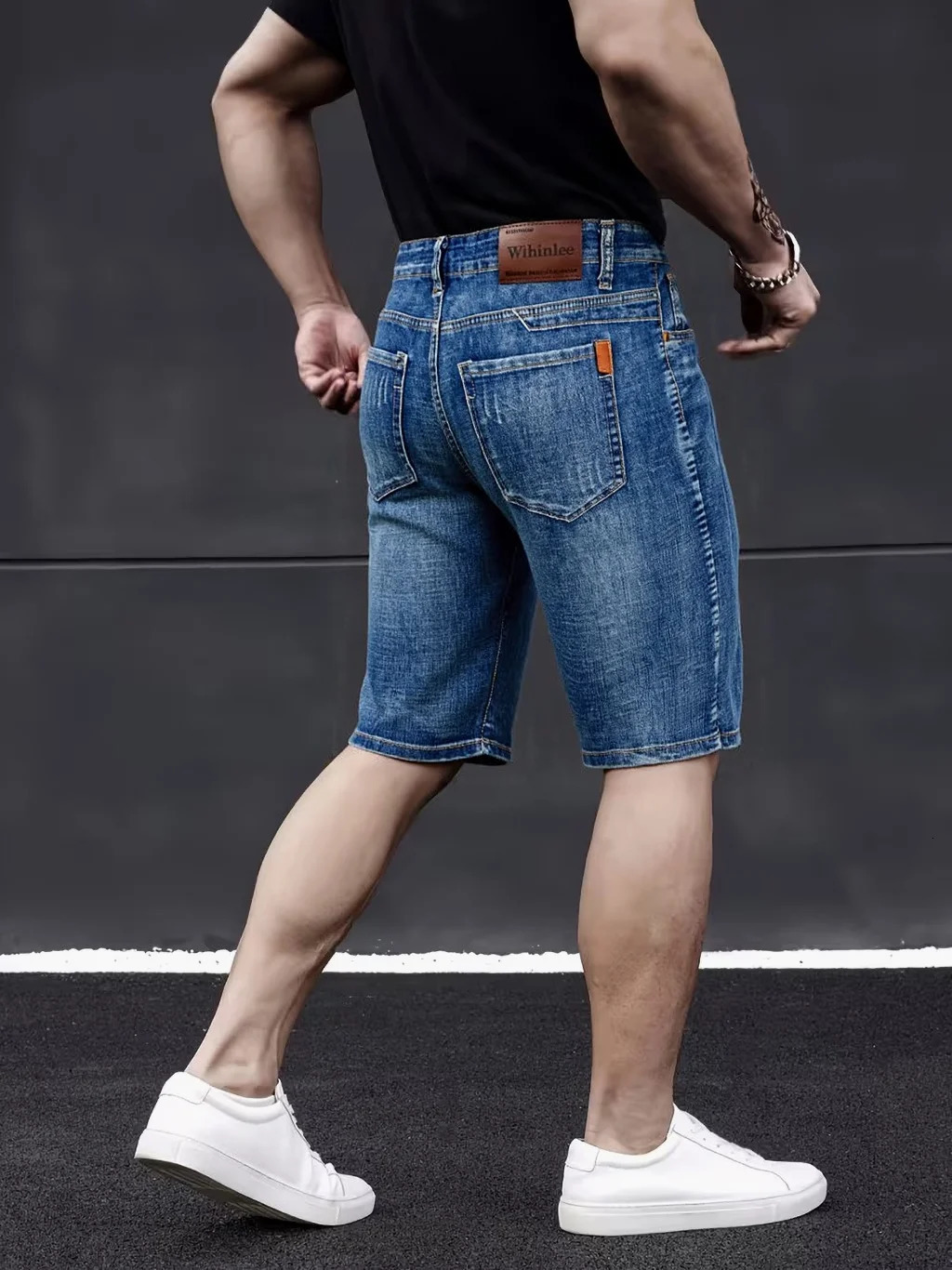 Wthinlee Business Mens Jeans Casual Straight Stretch Fashion Classic Blue Black Summer Denim Shorts KneeLength 260611
