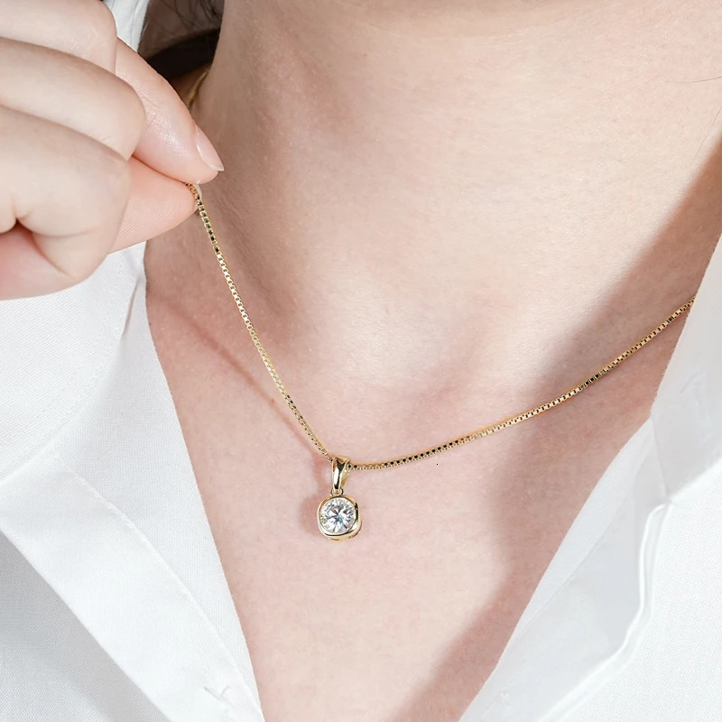 OXTAO 1CT Pendant Necklace Glittering Lab Diamond for Women Birthday Party Jewelry Gift 925 Silver 260610