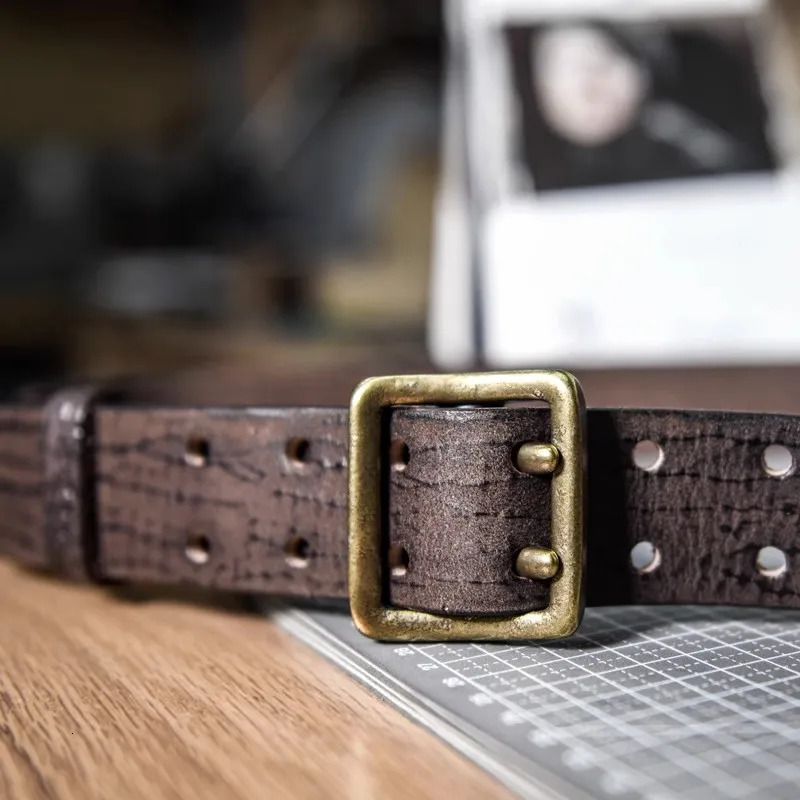 Top Quality Genuine Leather Mens y2k Belt ner y Vintage Brass Buckle Tactical Male Thick Cowhide Jeans 260610