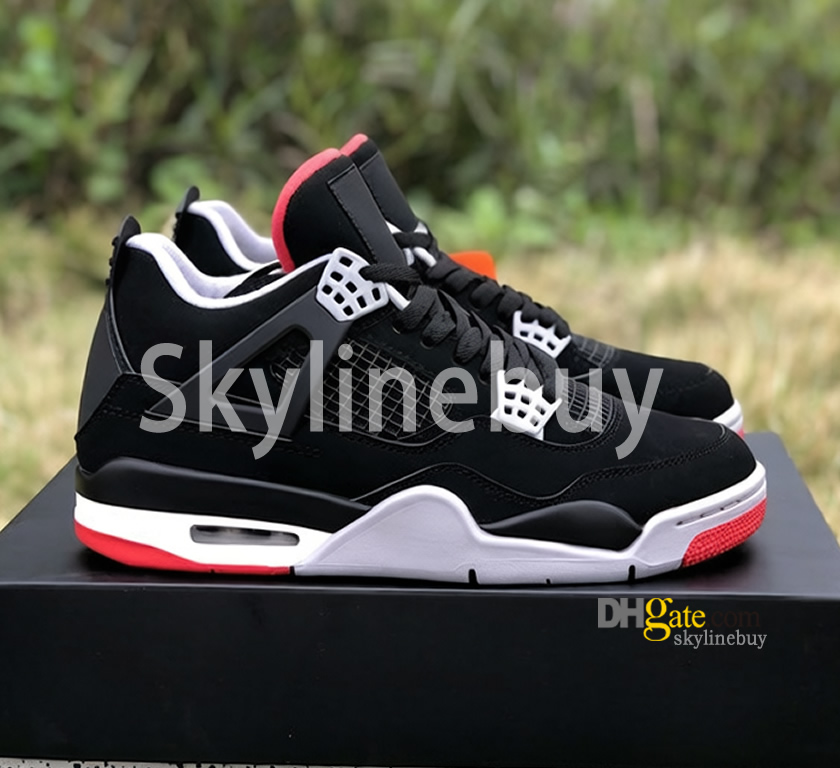 Original Box 4 4s Bred Fire Red Black White Grey Basketball Shoes Designer Sneakers original box Free Shipping Discounts 308497-060