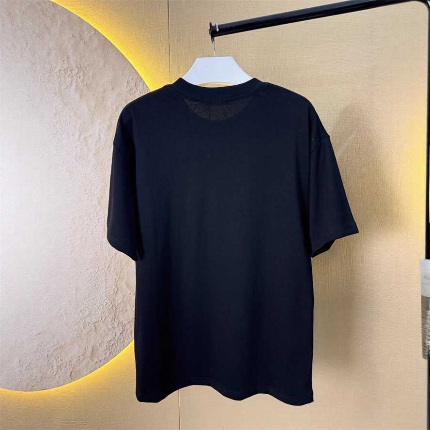 High-end P-brand T-shirt summer new model with metal triangle logo and three-dimensional red rubber stripe loose fit for both men and women{category