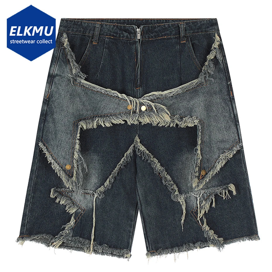 Vintage Tassel Star Denim Shorts Splicing Loose Jeans 2026 Men Hip Hop Streetwear Harajuku Y2K Summer 260612