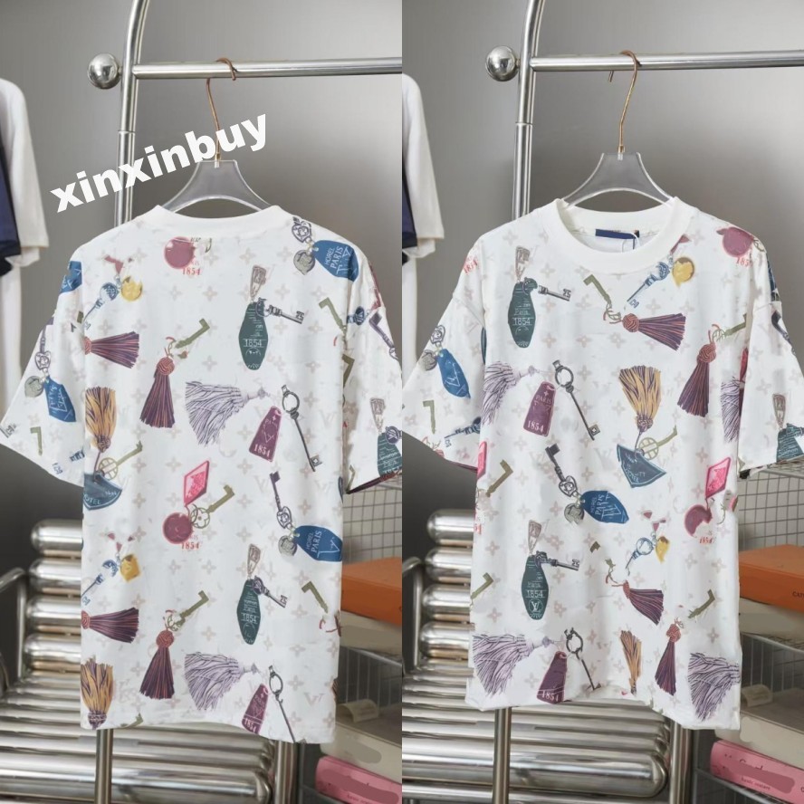xinxinbuy Men designer Tee t shirt Italy Milan letters pendant printing polo round neck cotton women blue red BLACK apricot green white S-2XL