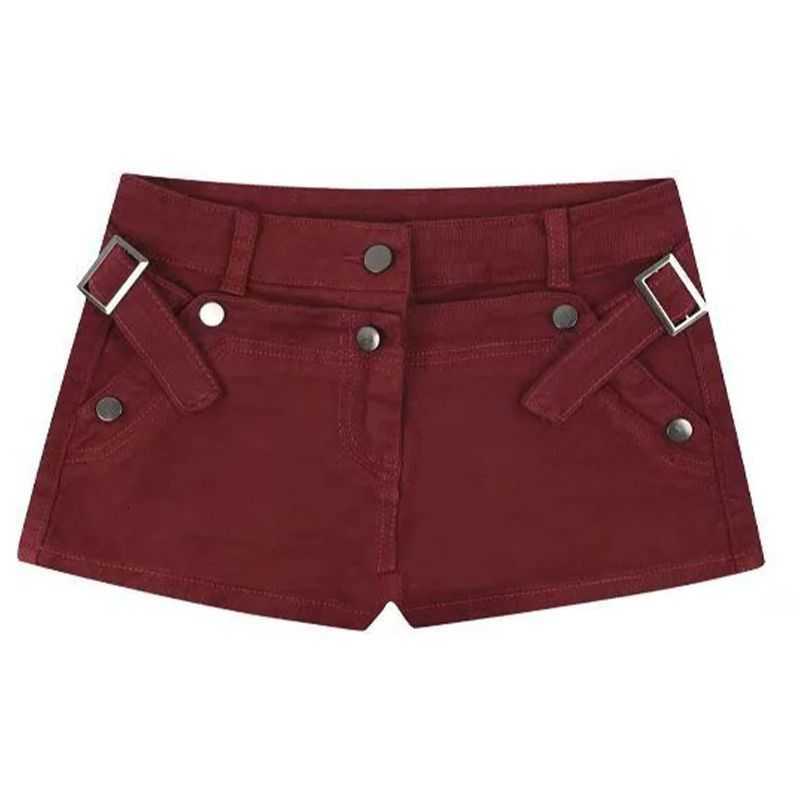 Red Casual Denim Shorts Womens Y2K Harajuku High Street Aesthetic 2000S Style Fashion Sexy Retro Jeans Shorts Summer Clothes M260612