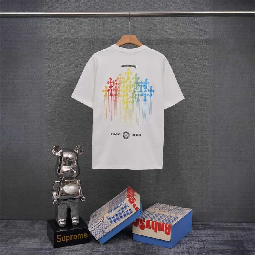 Correct version CH Chrome Summer Sanskrit Letter Print Short Sleeve T-shirt Couple Style{category}{category}N1HH