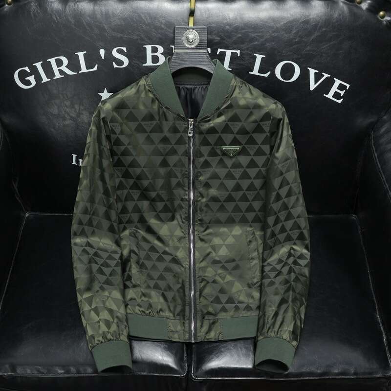 Men's Slim Fit Jacket, Baseball-Style Geometric Animal Print Acetate Casual Coat with Zipper Closure, Long Sleeve Winter Outerwear with Applique Det