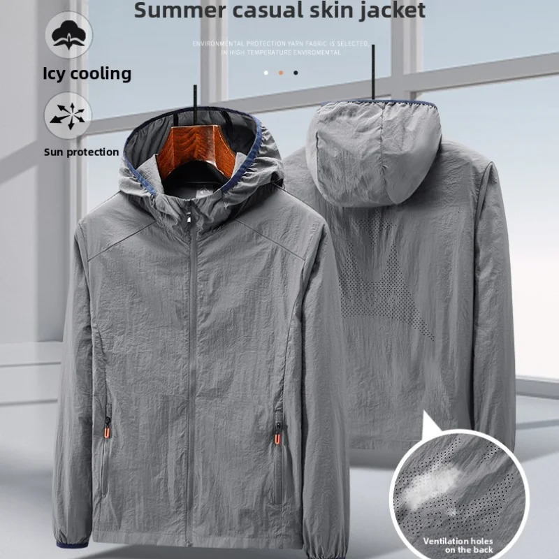 2026 Summer Jackets Men Hooded Windbreaker Coats Camping Sunscreen Clothing Ultrathin Fishing Wearing Man Sportswear 260612