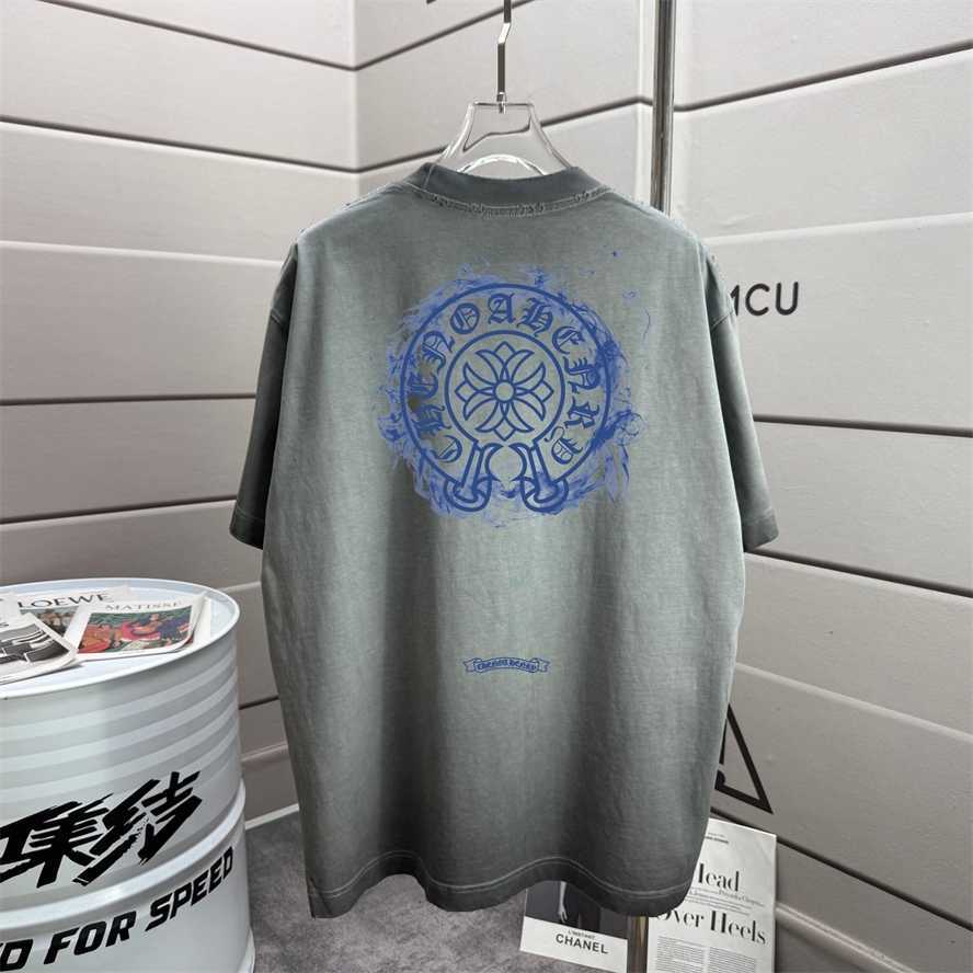 Correct version CH Chrome Summer Washed Distressed Print Short Sleeve T-Shirt Couple Style{category}{category}1VOU