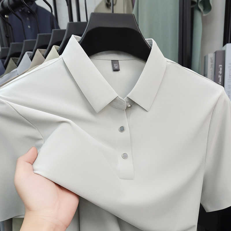 classic solid color short Trend sleeve shirt mens summer new ice silk breathable casual versatile T-shirt M260612