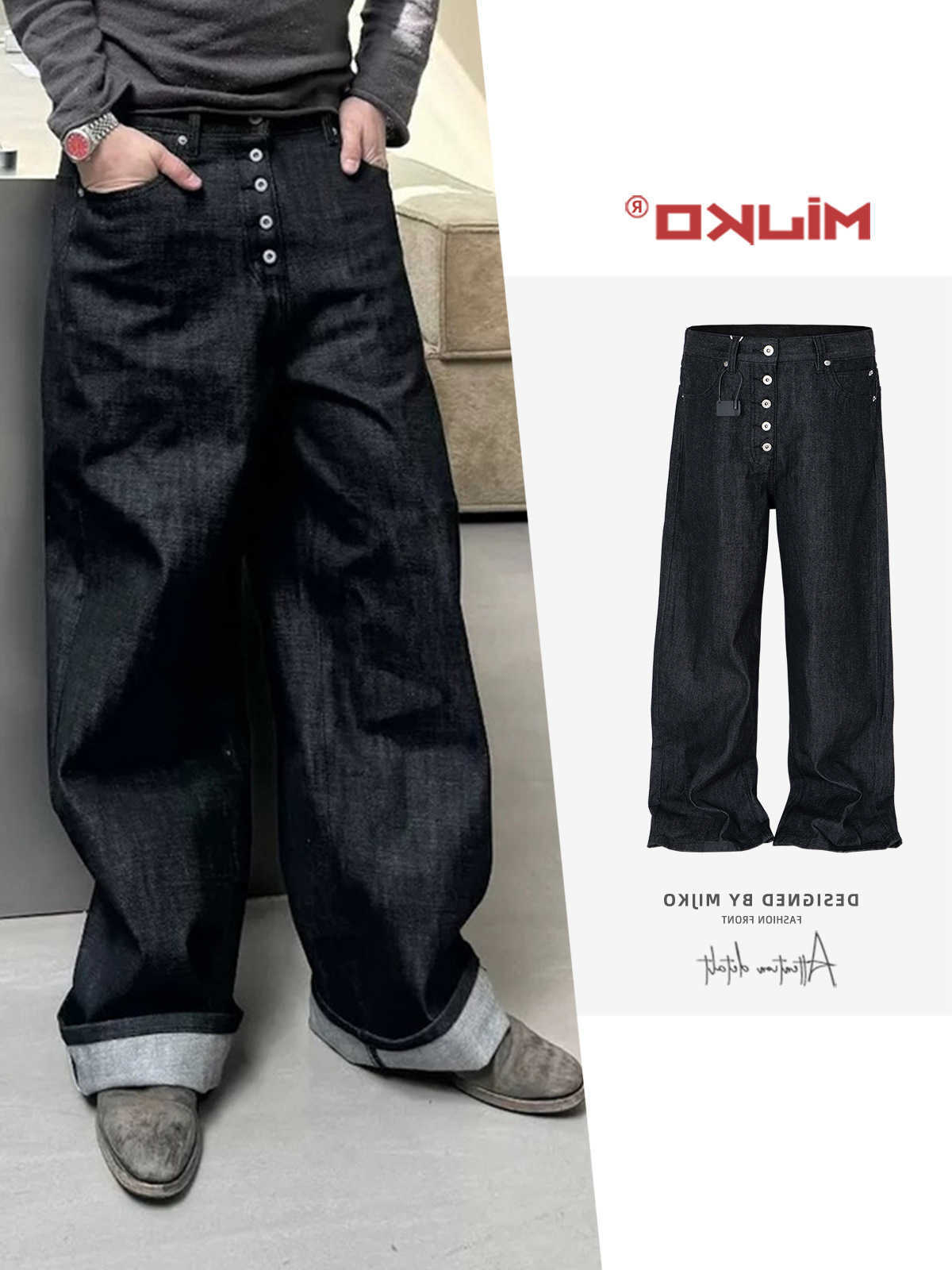 MIJKO High Street Cleanfit Drak Blue Jeans per uomo e donna Pantaloni in denim casual vintage dritti ZJ089 Q260612