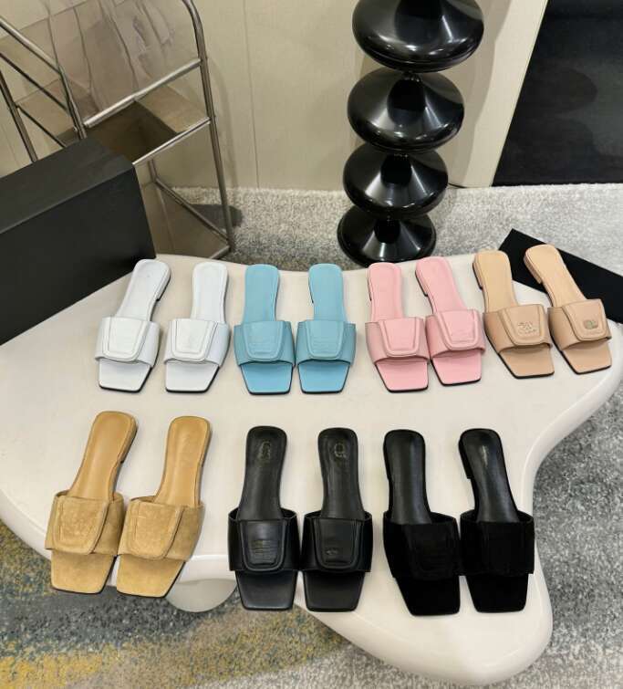 Lightweight chic minimalist square toed sandals for women low heels solid colored leather surface one piece design perfect for work casual wear flat