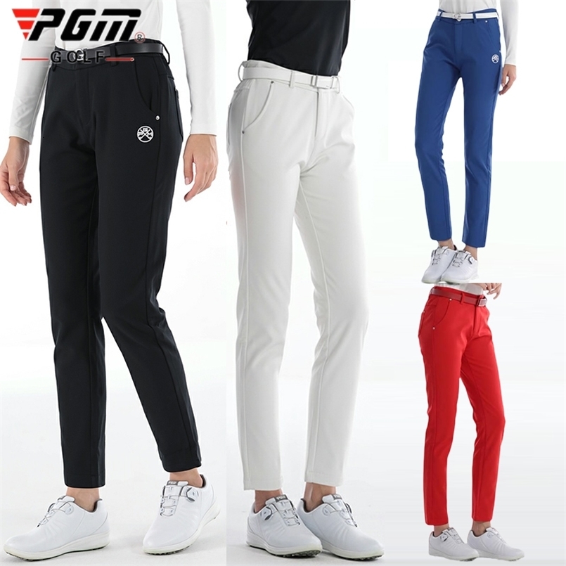 Pgm Golf Pantaloni da golf invernali da donna Pantaloni caldi spessi semplici in tinta unita Pantaloni da golf dritti antivento in velluto Pantaloni
