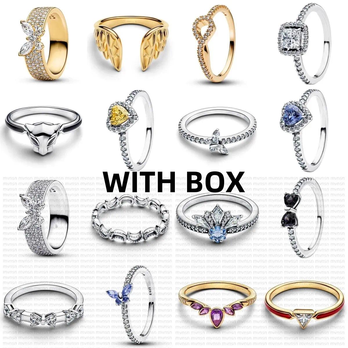rings designer for women Frozen Queen Wings Open Ring Wedding rings with box 925 Silver Sparkling Pink Clear Bow Butterfly Bold diamond Ring Luxury