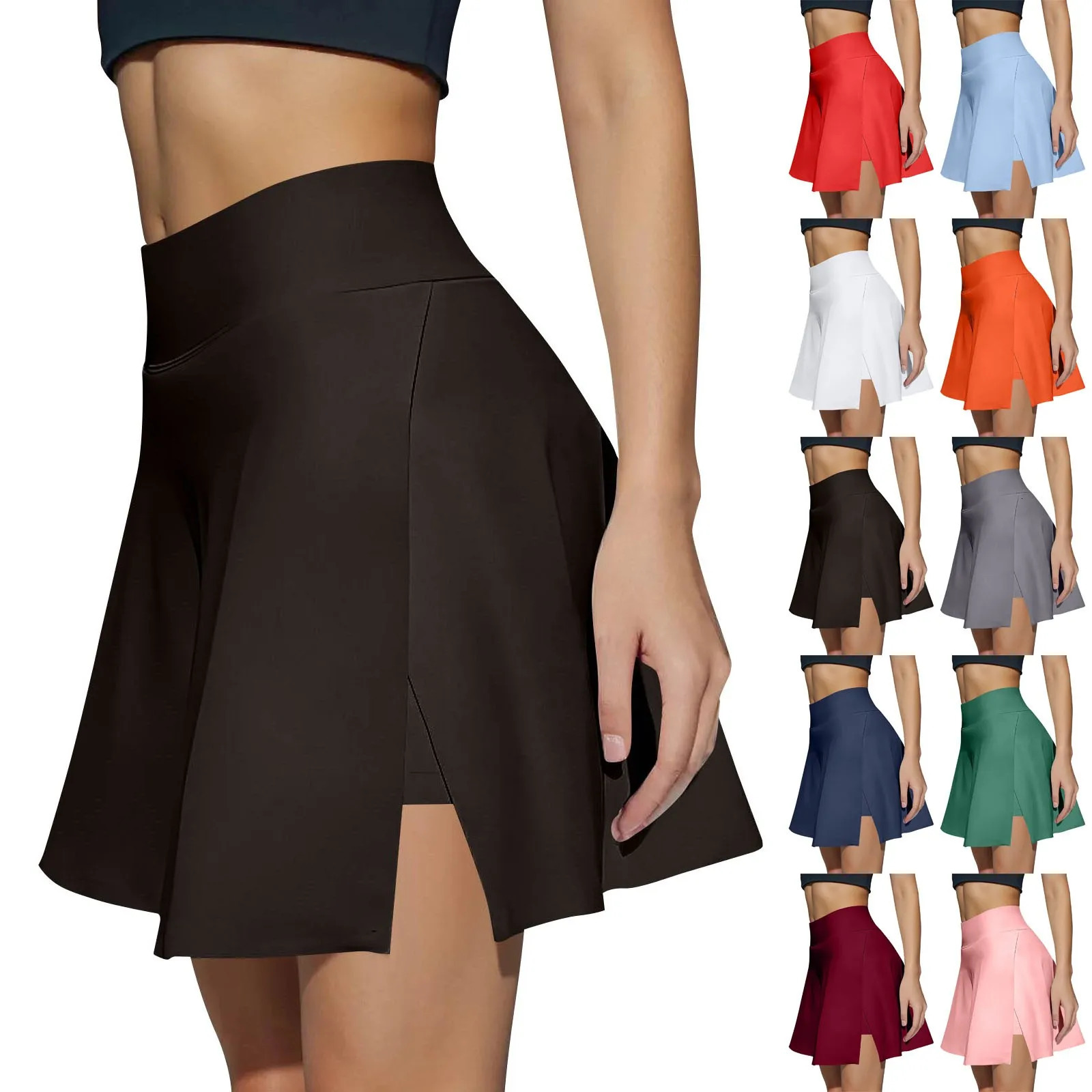 Womens Sports skirt Casual High Waist Gym Quick Dry Mini Skirts Solid Color Short Half faldas Sport tennis Pleated Skirt 260612