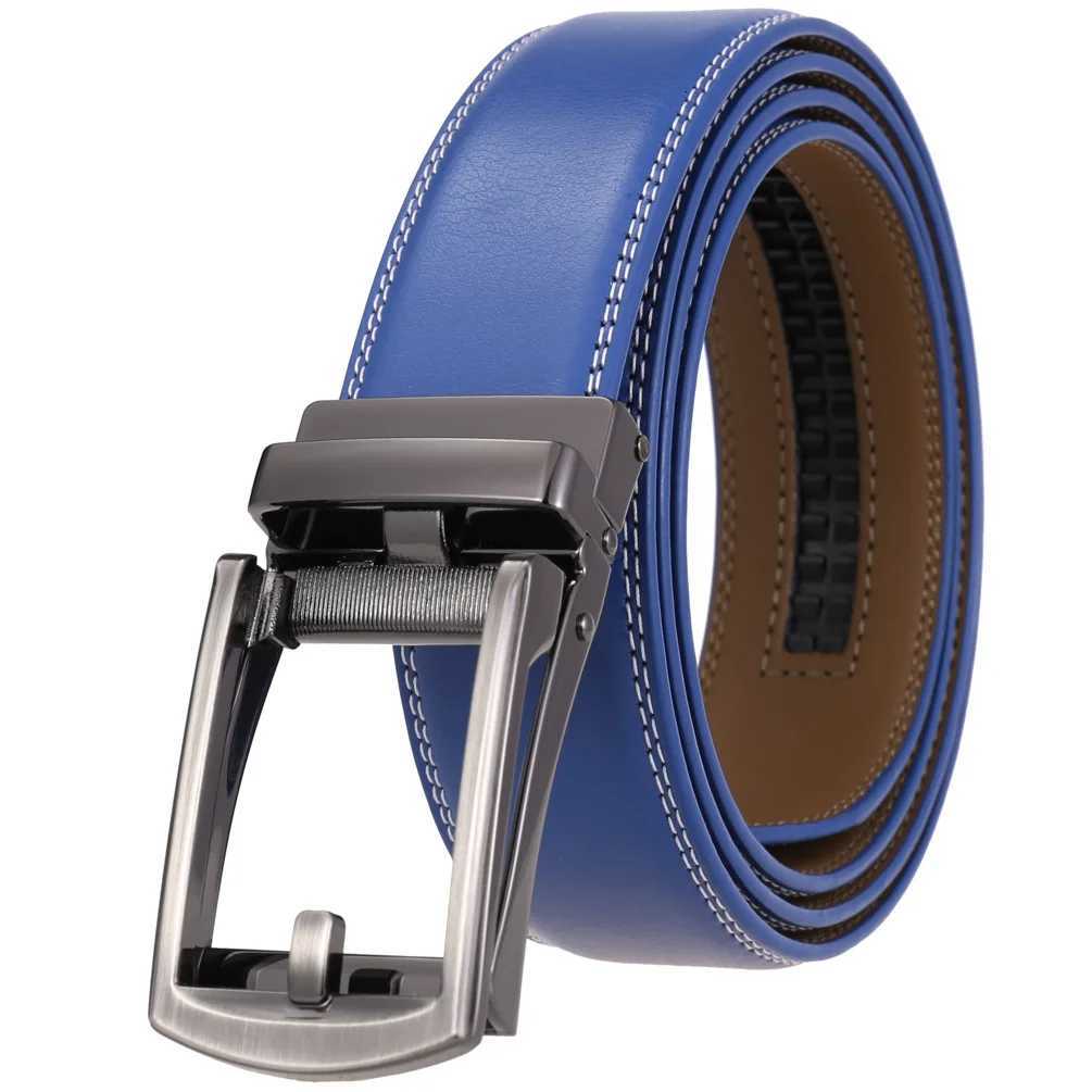Unisex Klicken Gürtel für Männer Luxus Marke Designer Mode Automatische Schnalle Echtes Leder Herren Gürtel Männlich Jeans Hüftgurt BlueT260612