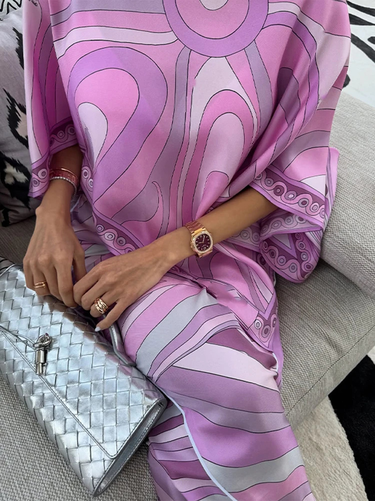 Printed Top Skirt Suit Women Two Pieces Set Elegant Irregular Zipper Long Skirts Sets Lady Summer Casual Vacation Outfit 260612