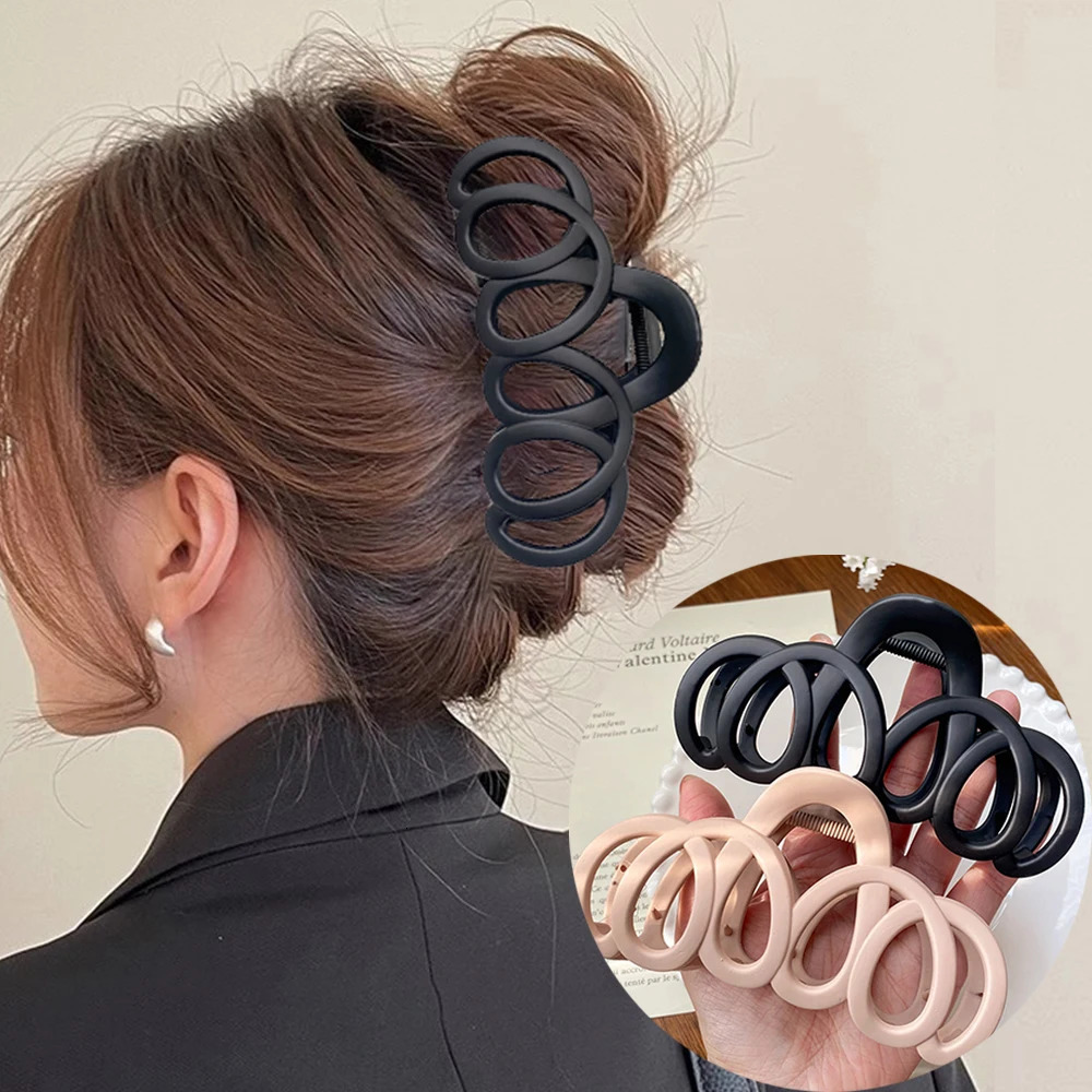Frosted Hollow Hair Claw Bow Hair Clip Crab Elegant Hairpin Women Barrette Solid Headband Simple Korean Fashion Hair Accessories260610