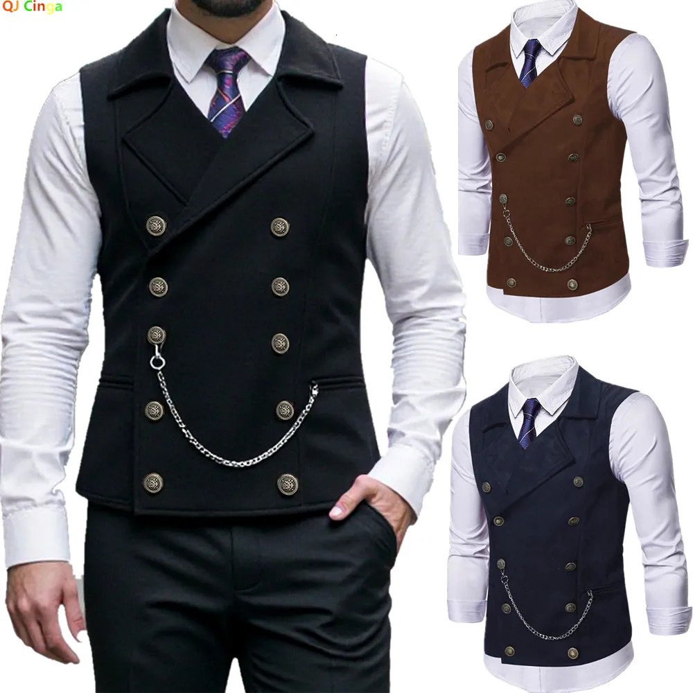 2026 Spring Mens Black Suit Vest Brown SingleBreasted Sleeveless Vests Jacket Navy Blue Corduroy Fabric Waistcoat 260611
