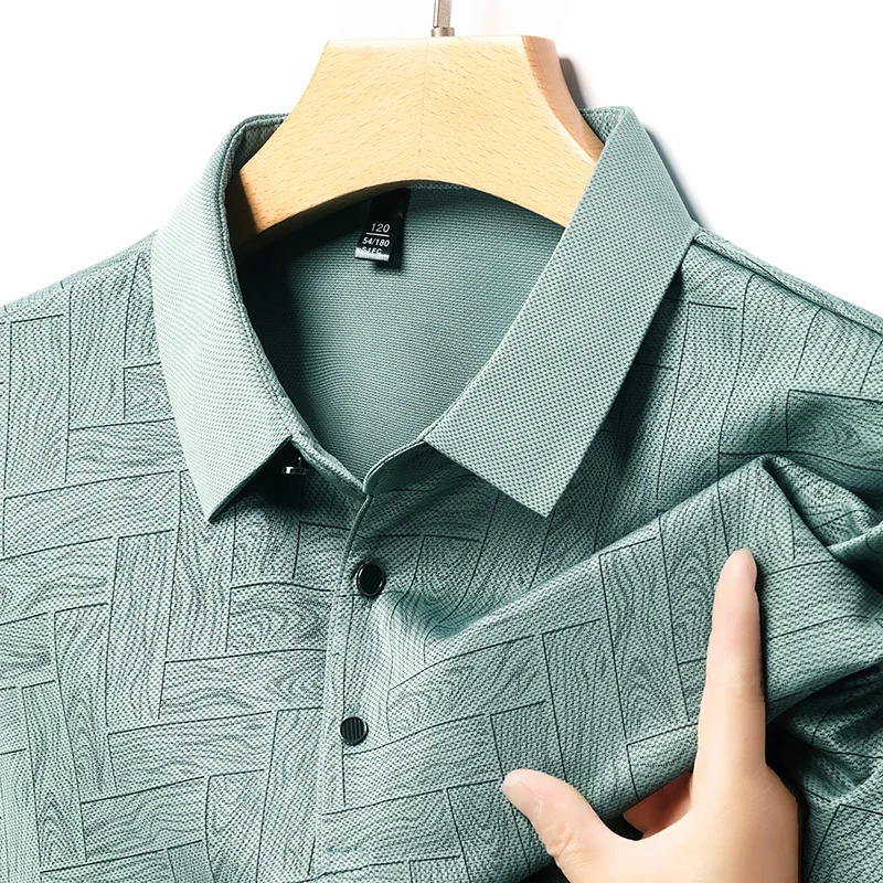Ice Silk Shortsleeve Tshirt for Men 2026 Summer Style Middleaged and Elderly Dad Polo Shirt Wrinklefree Antiwrinkle 260609