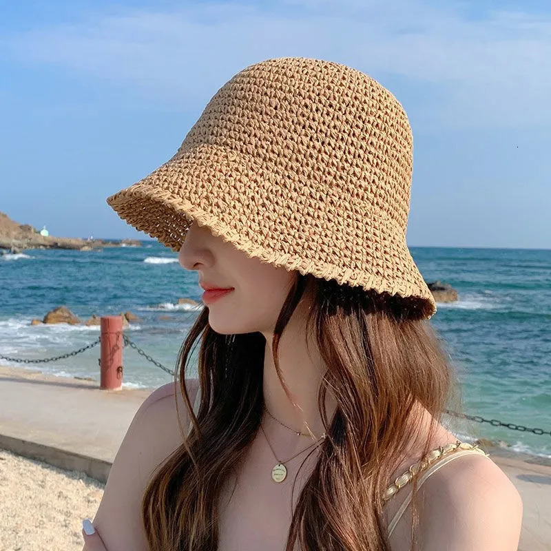 Korean Version Of Women Straw Hat Summer Breathable Sun Shading Straw Hat Seaside Vacation Foldable Sun Protection Fisherman Hat260611