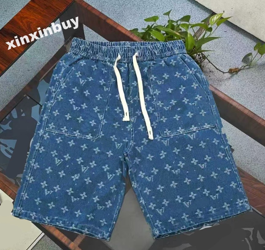 xinxinbuy Men women designer Shorts pant letters jacquard denim pocket pattern cotton Spring summer black khaki blue XS-3XL