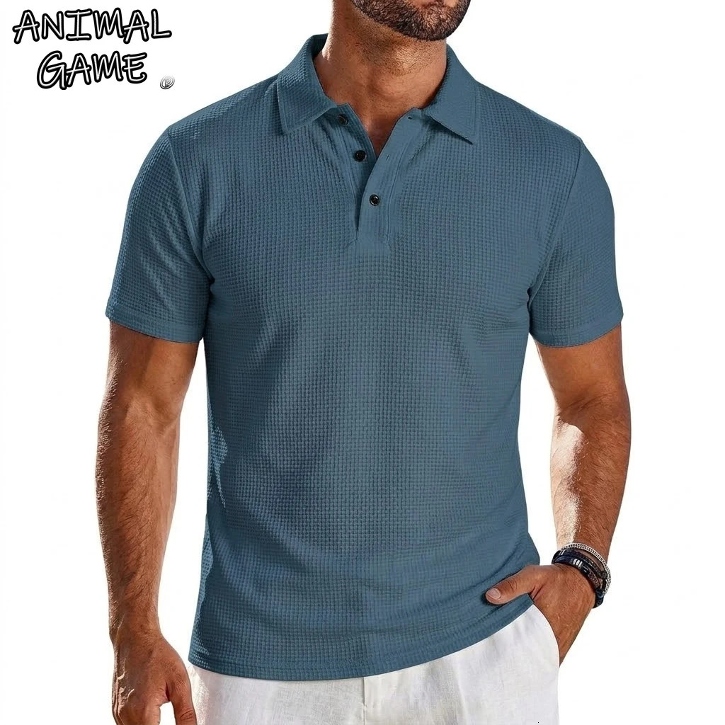 Summer Mens Short Sleeve TShirt Lapel Solid Lightweight Polo Shirt Breathable Streetwear Ice Silk Quick Dry Shirts for Men 260612