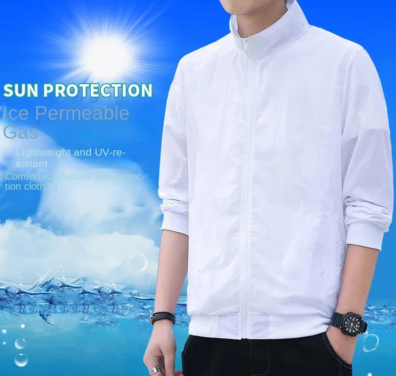 Mens Sun Protection Jacket 2024Summer Lightweight Outdoor Travel UV windbreaker Men Ice Silk suit 260609BANJIA