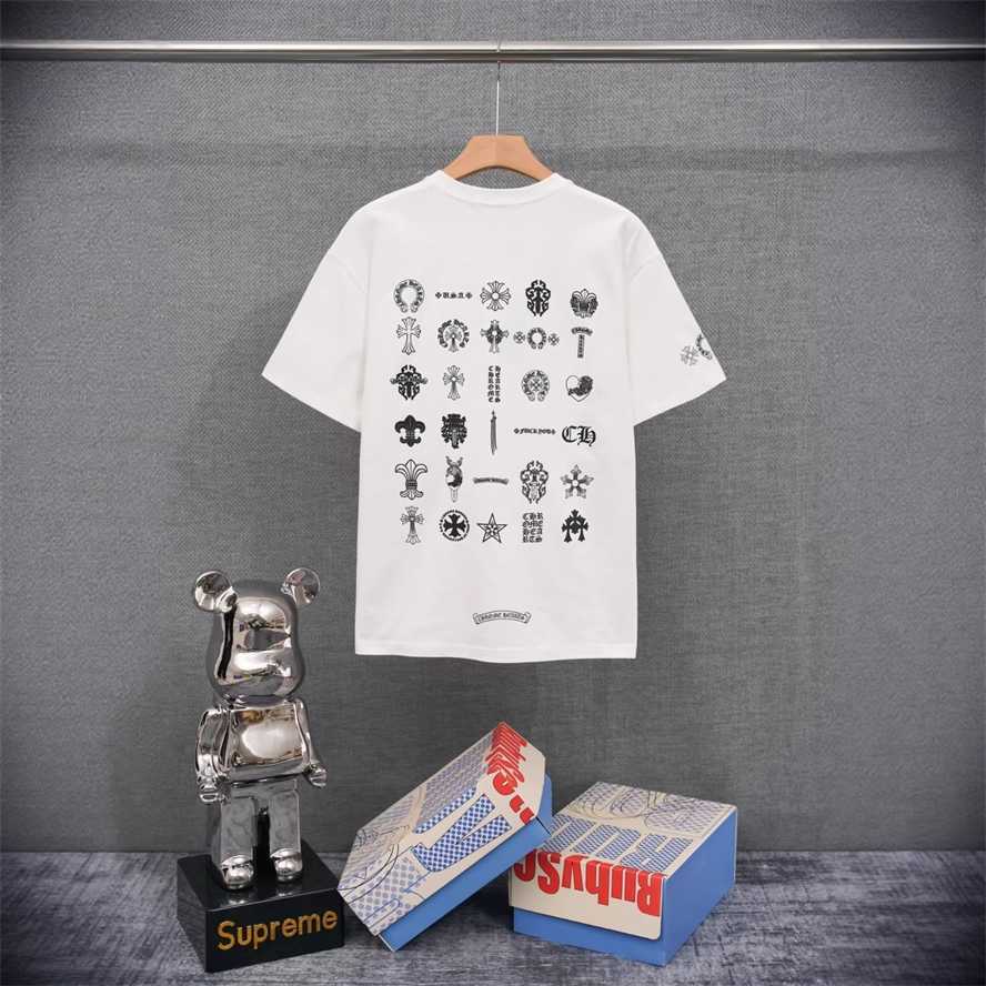Correct version CH Chrome Summer Cross and Horseshoe Print Short Sleeve T-shirt Couple Style{category}{category}1TUQ