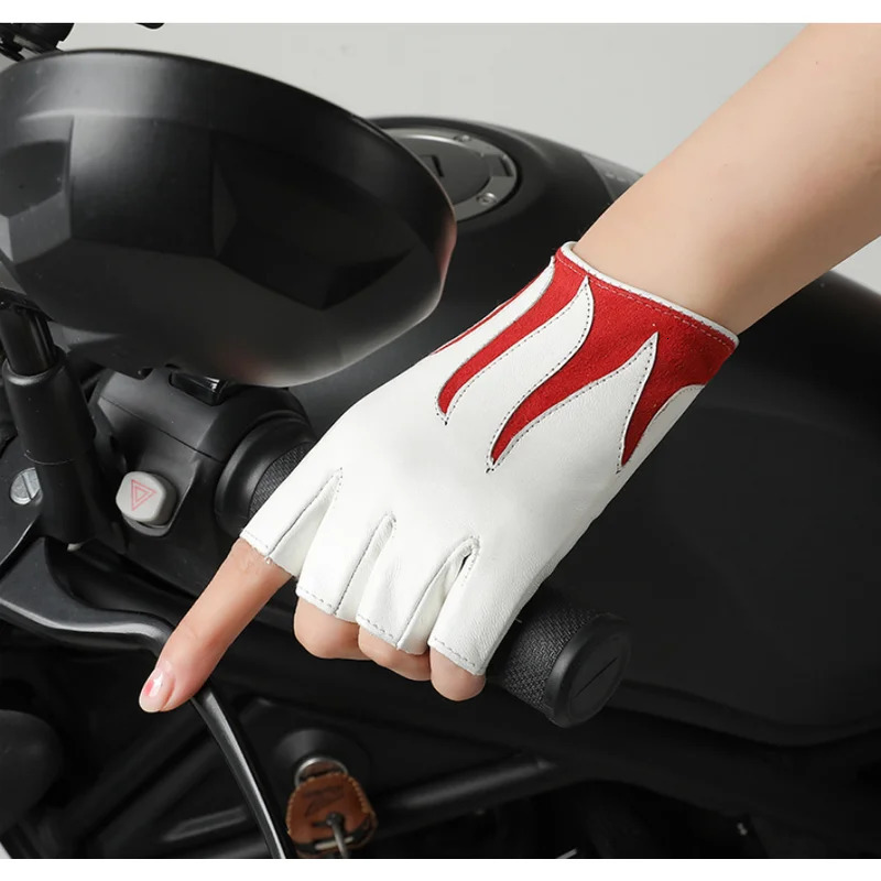 Motorcycle Cycling Gloves Genuine Sheepskin Leather Half Finger Fingerless for Men Women Outdoor Riding Driving Comfortable 260611
