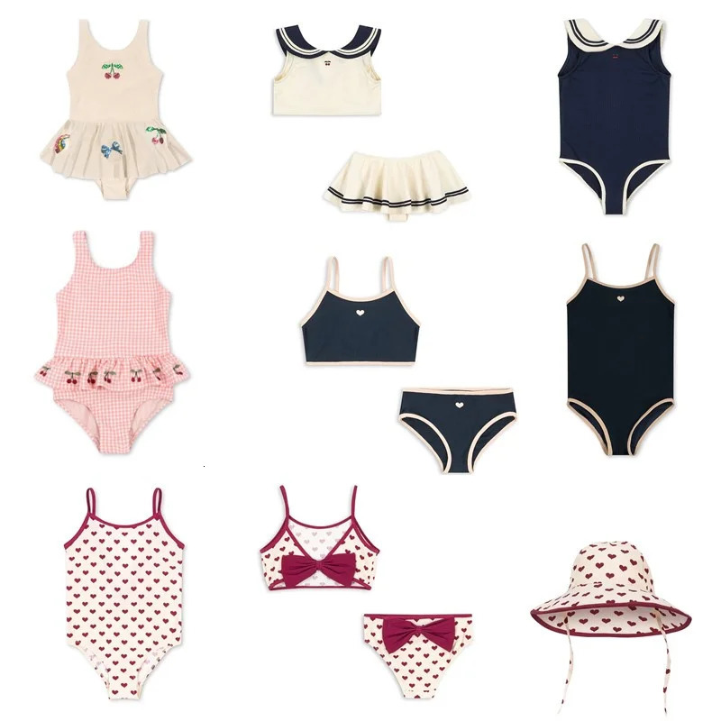 Costume da bagno per bambina carino per bambini Costumi da bagno stampato Ciliegia Abbigliamento da spiaggia Costume da bagno Bikini per bambini Set
