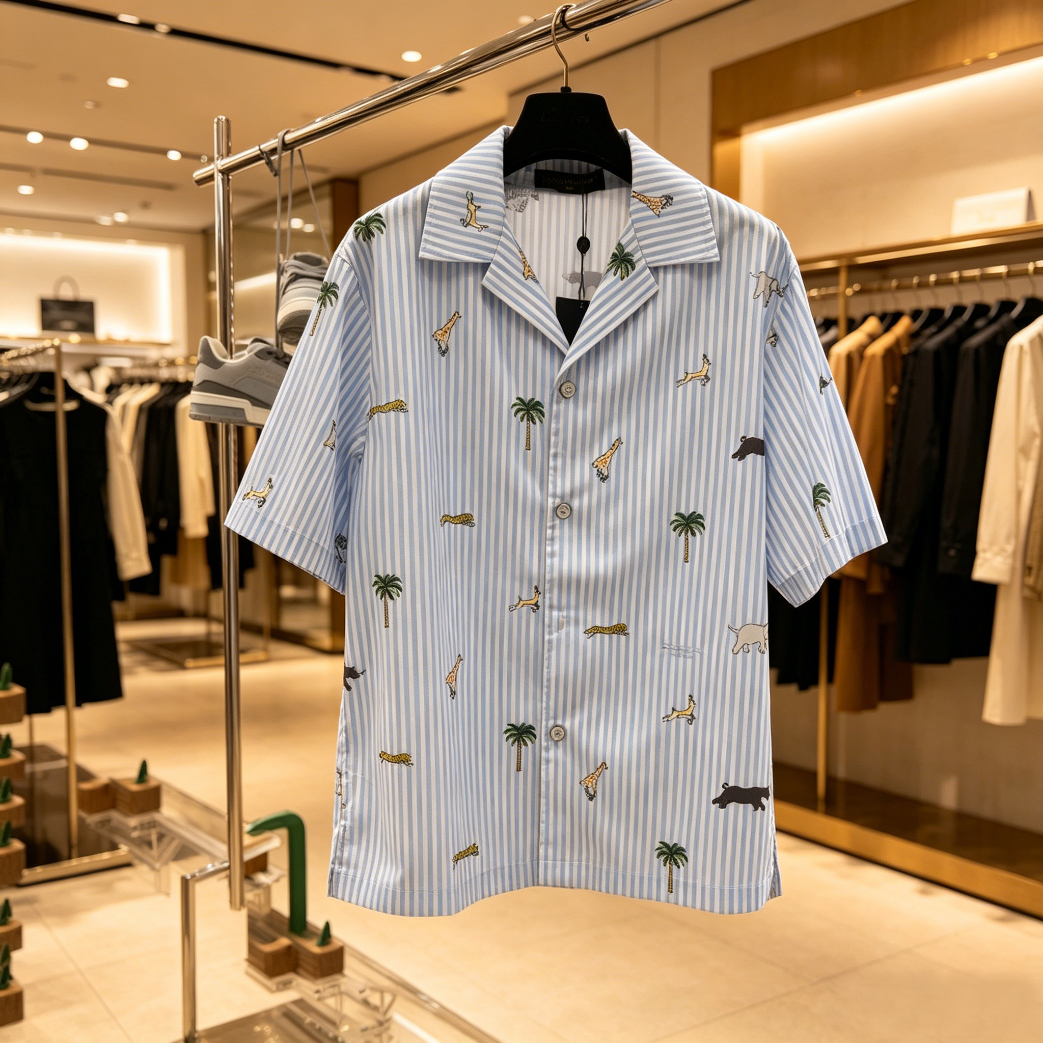 Designer High-Quality Men's Casual Shirts Summer Short-Sleeve striped shirt men