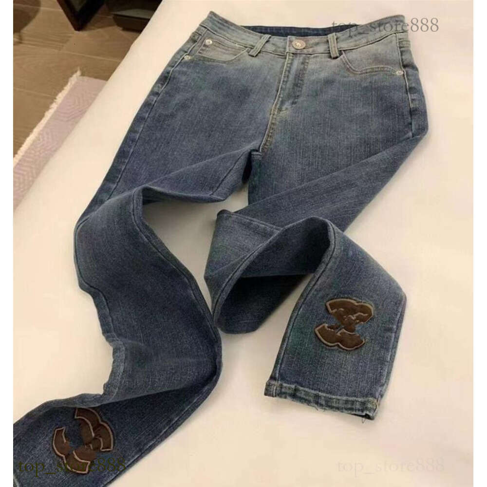 Channels Womens Jeans Rhinestone Leggings Designer Pants Womens Jeans CC Embroidered Denim Pants Luxury Slim Fit Jeans Casual Straight Leg Jean Trou