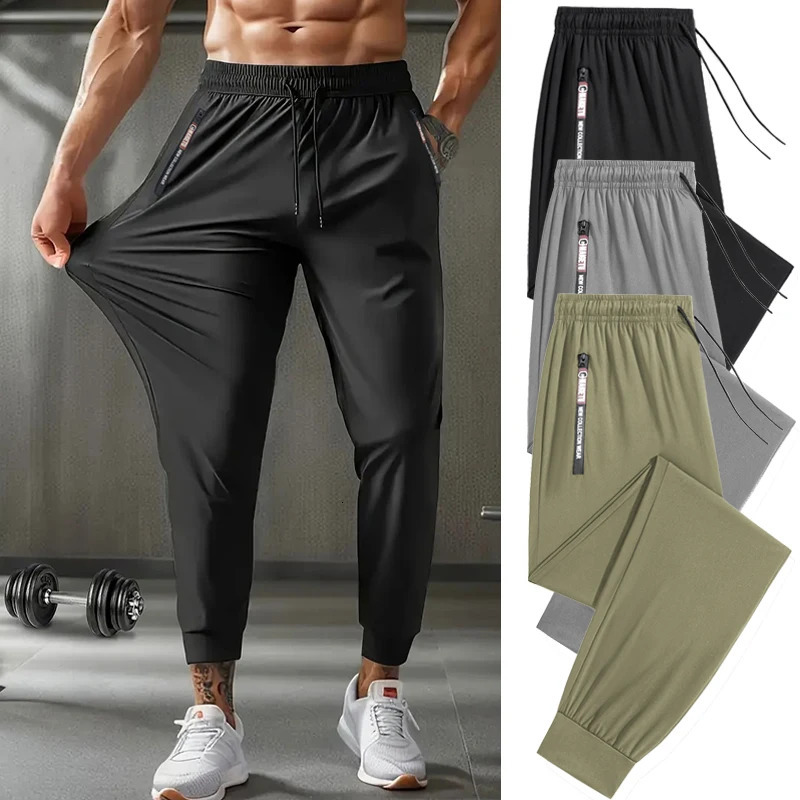 Mens Athletic Stretchy Quick Dry Pants with Zipper Pockets Lightweight Sweatpants for Outdoor Hiking Fishing Running Workout 260612