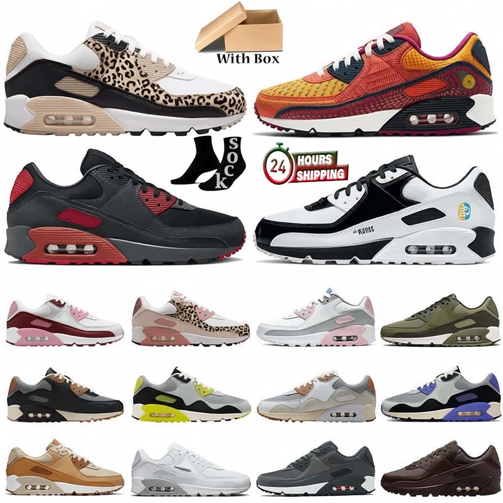 2026 Running Shoes 90s Designer 90 Men Women trainers Dia de los Muertos Lucha Libre Patta Waves Leopard Pink Triple Black White UNC Midnight Navy S