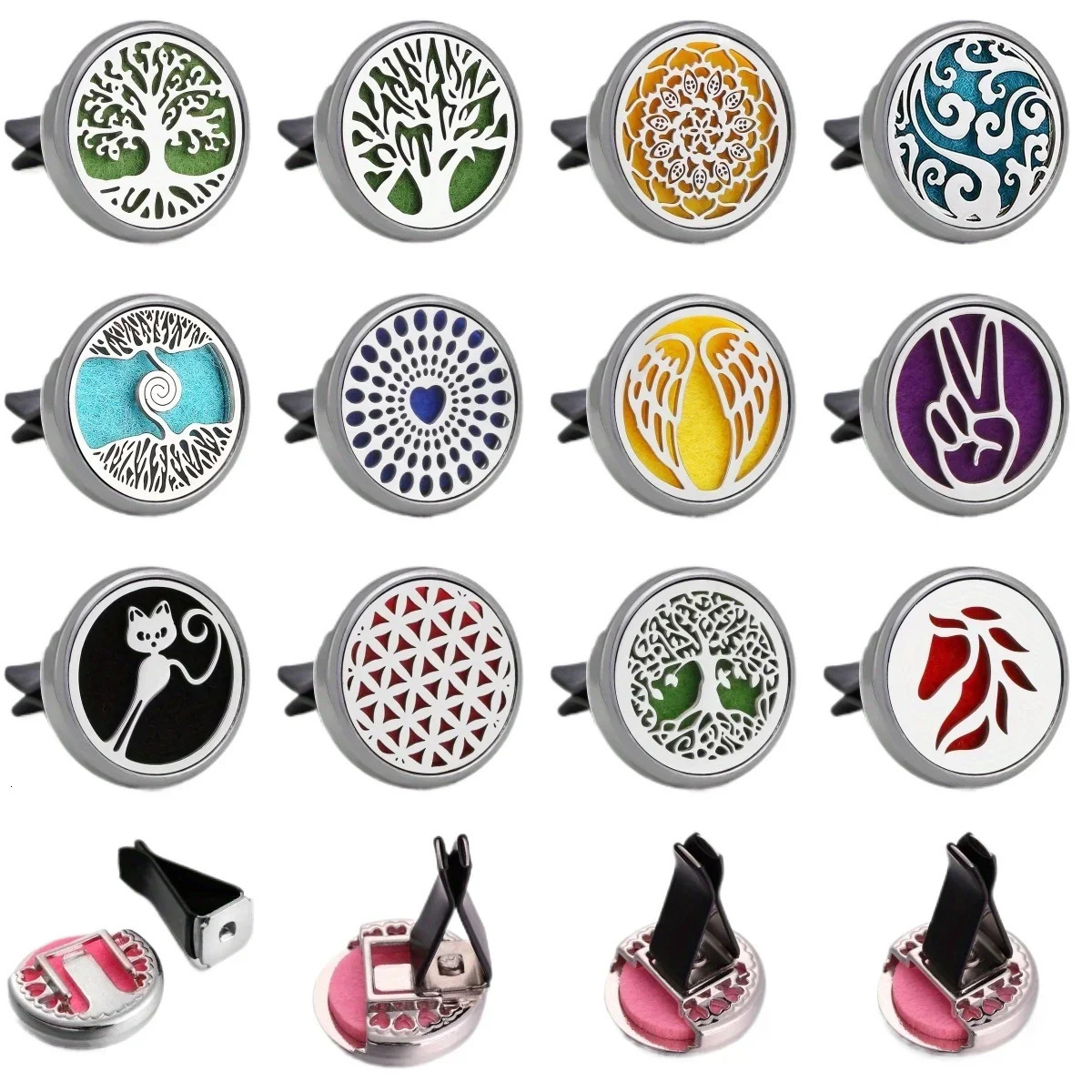 1PC Refillable Car Air Freshener Perfume Diffuser Clip with 10pcs Pads Auto Vent Interior Aroma Diffuser 260610