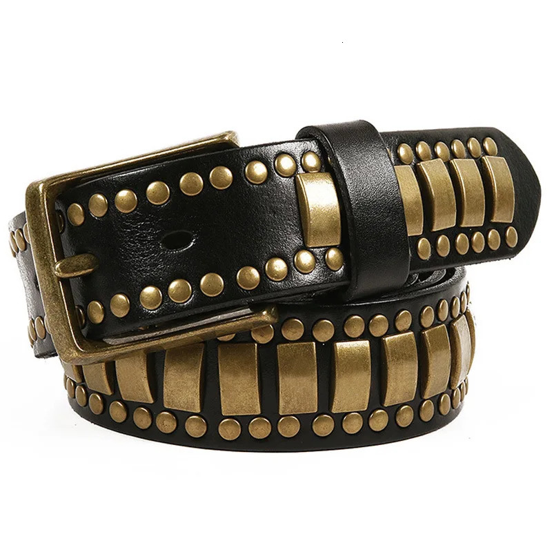 men fashion original leather belts punk hip hop dress pin buckle belt womens stylish Decorative waistband leash260605