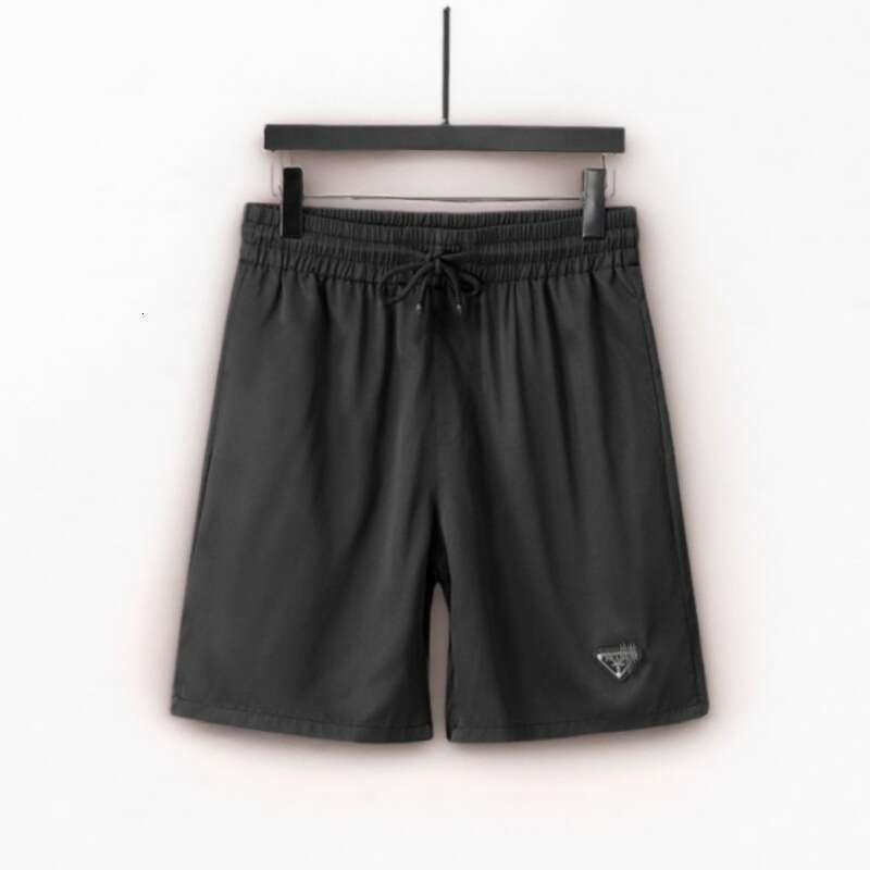 Cross-border trendy brand metal triangle logo summer men's simple ice silk quick-dry shorts casual sports knee-length pants