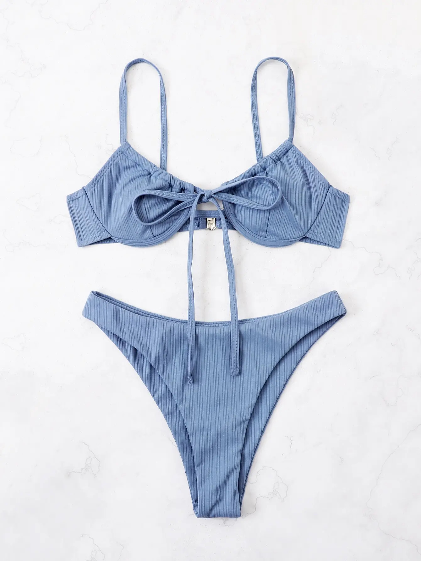 2026 Push Up Bikini Women Tie Front Swimsuit Sexy Underwire Swimwear Female Bathers Bathing Swimming Swim Suit Summer Beachwear 260611