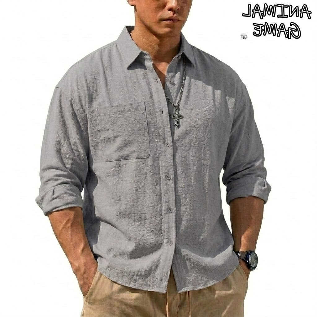 Mens Long Sleeve Linen Korean Shirt Cotton T Shirt Elegant Mens Shirts Summer Breathable Hawaiian Shirts Button T-shirt M260612