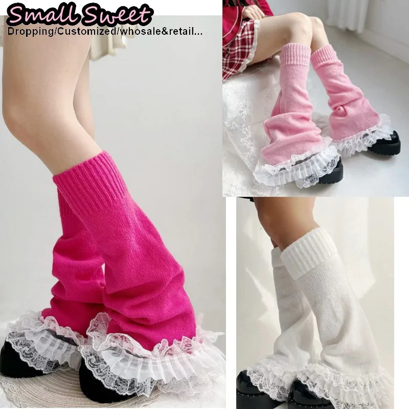 Full Colours Women Steampunk y2k Girls Goth Lolita Streetwear Multi Ruffled Floral Lace Leg Warmers socks Knitted Leg warmer 260611