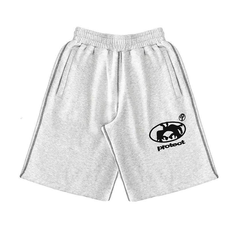 Mens 2026 Summer Grey Cotton Y2K Hiphop Streetwear Shorts European Street Style Trendy Baggy Casual Cargo Urban Wear 260605