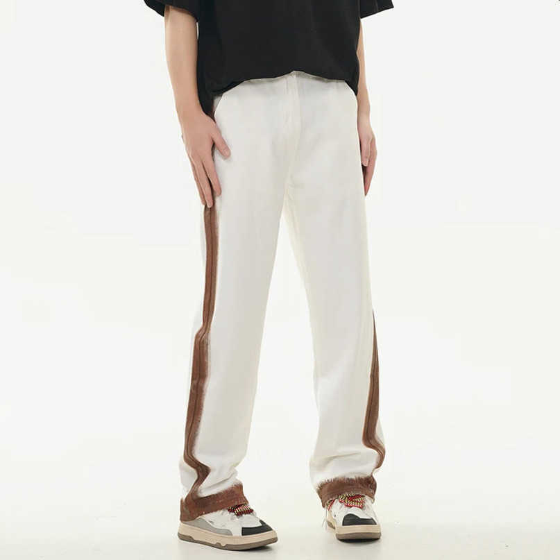 loose Striped jeans mens straight skirt wide leg personty retro strt casual Trouser S260612