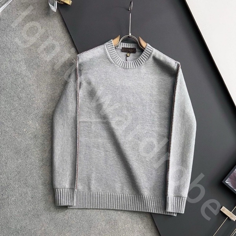 Quiet Luxury Designer Autumn and Winter Mens Wool Solid Color Round Neck Casual Slim Knit Sweaters L1289