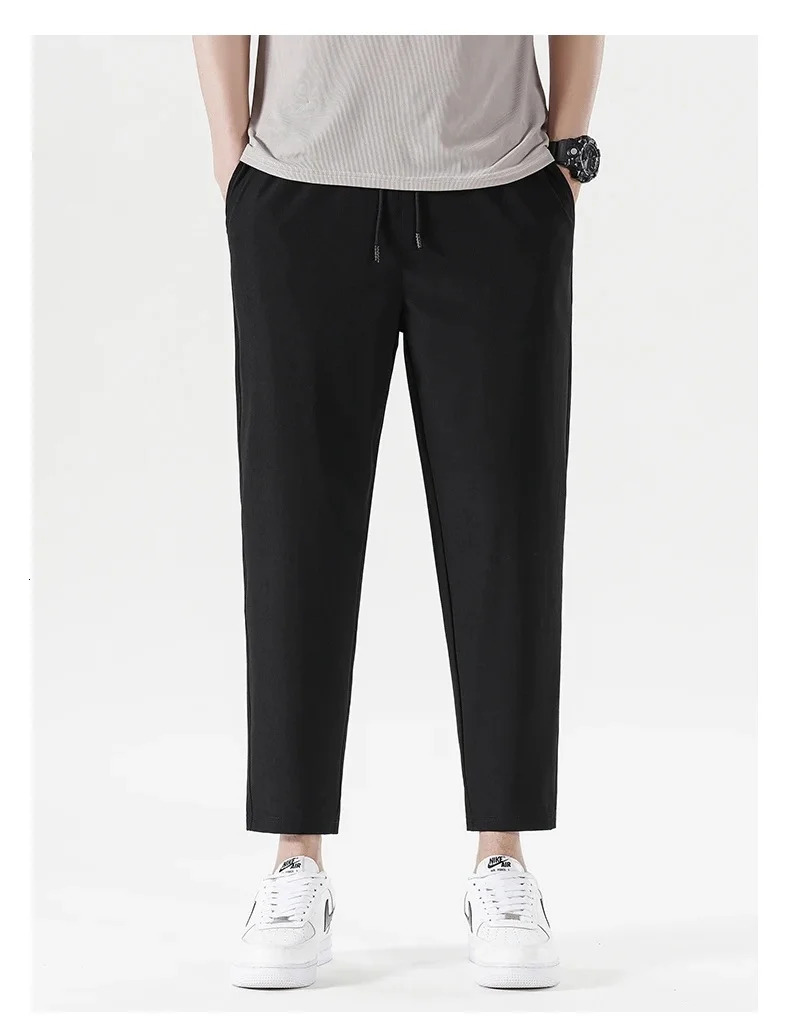 mens summer golf pants high quality ice silk stretch golf pants fashion slim-fit quick drying golf pants black 5XL 260611