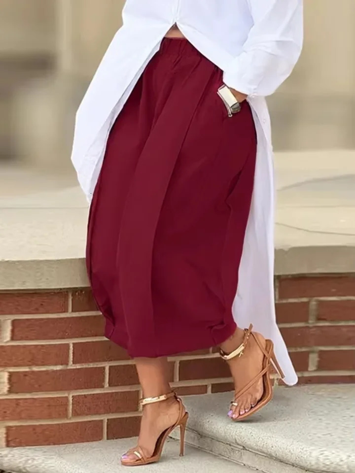 Casual Womens Wide Leg Pants Solid Color Cropped Summer Fashion Loose Pocket Elastic Waist Trousers Bottoms 260611