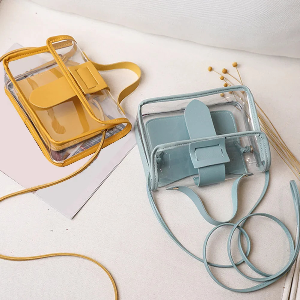 Fashionable High Street Korean Version Transparent Jelly Womens Bag Summer Fresh Sweet PVC Shoulder Crossbody Bag 260612