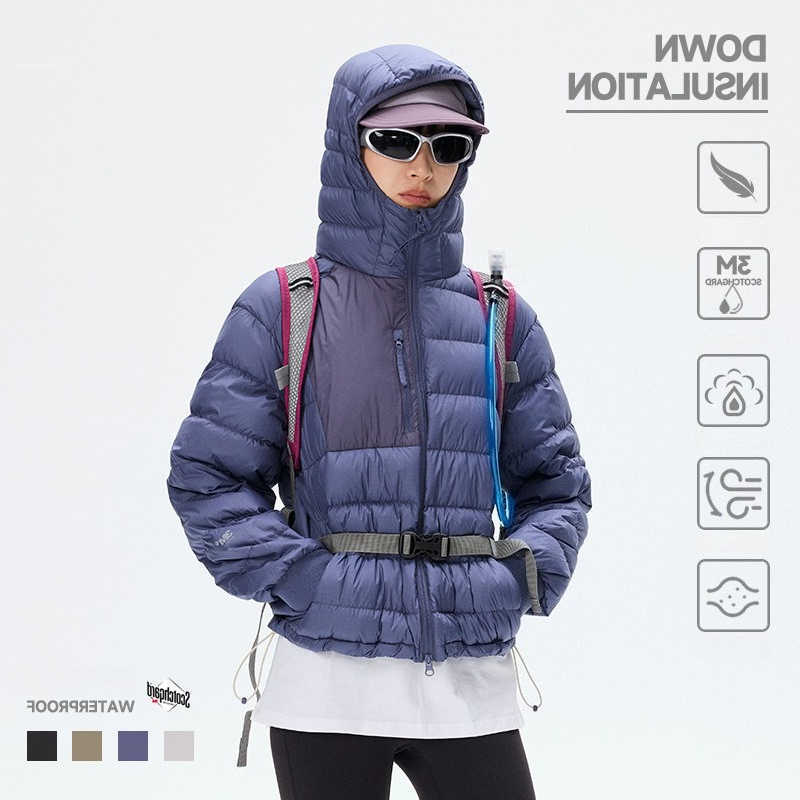 Unisex Camping Hooded 90 White Duck Down Jacket with 3M Fluorine-Fr Water-Repellent Lightweight for Outdoor Casual Wear Q260612